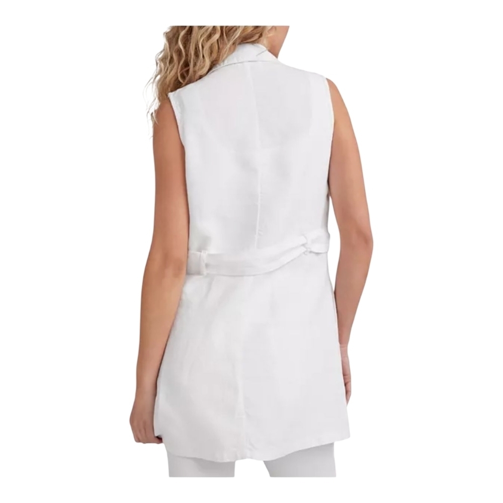 Bella Dahl White Sleeveless Linen Mini Dress / Blazer Dress Sz Medium - Picture 9 of 13